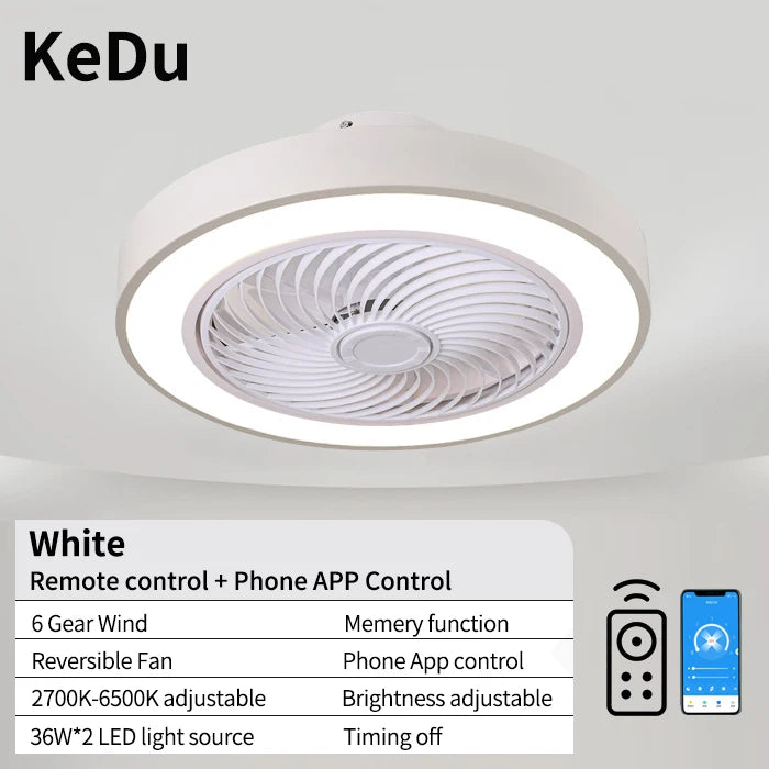 ventilateur lampe led moderne blanc noir doré gris rose bleu rond lisse