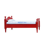lit miniature maison poupée marron blanc rouge motifs floraux linge lit tête lit décorative