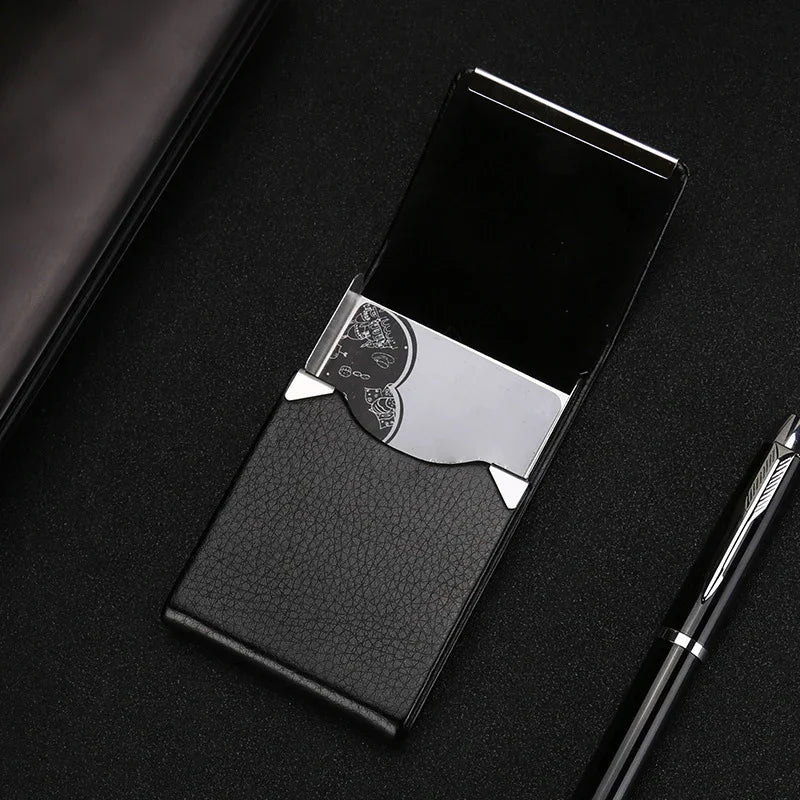porte cartes simili cuir grainé gris métallisé clips métalliques classique opacité fumeur accessoire tabac