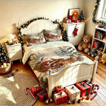 ensemble literie noël père noël blanc rouge vert taies d'oreiller couverture polyester single double