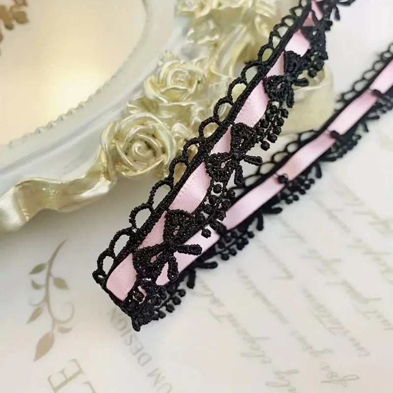 rubans décoratifs dentelle florale noir rose blanc coton polyester vintage shabby chicUsageId1 YardUsageId