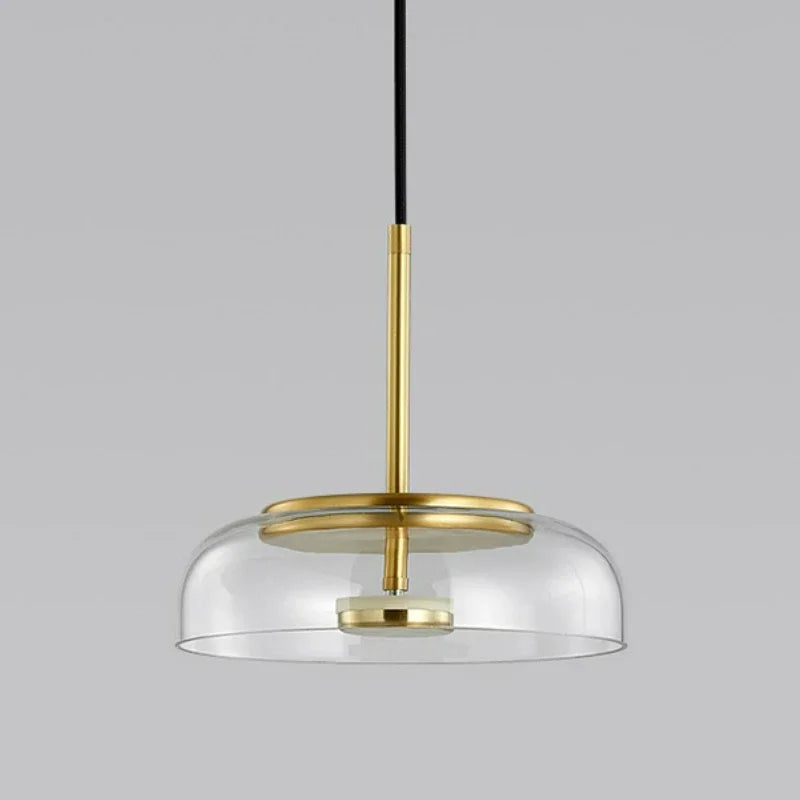 luminaire suspension verre moderne doré transparent brillant câble noir chambre salon éclairage nordique chambre