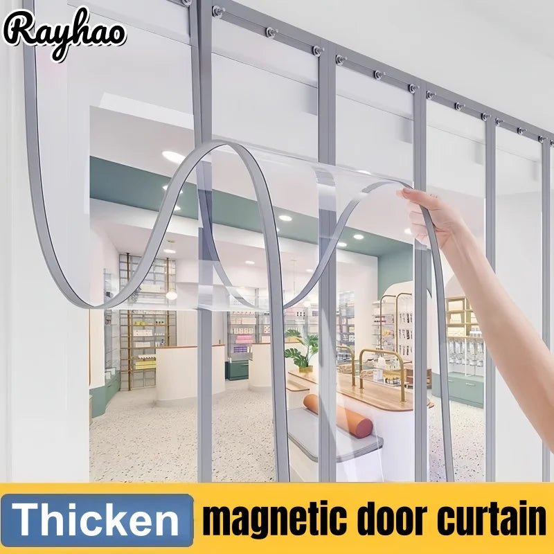 rideau porte magnétique transparent pvc épais imperméable coupe vent moderne siliconé