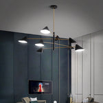 Suspension lumineuse moderne conique noir doré sources lumineuses chambre salon