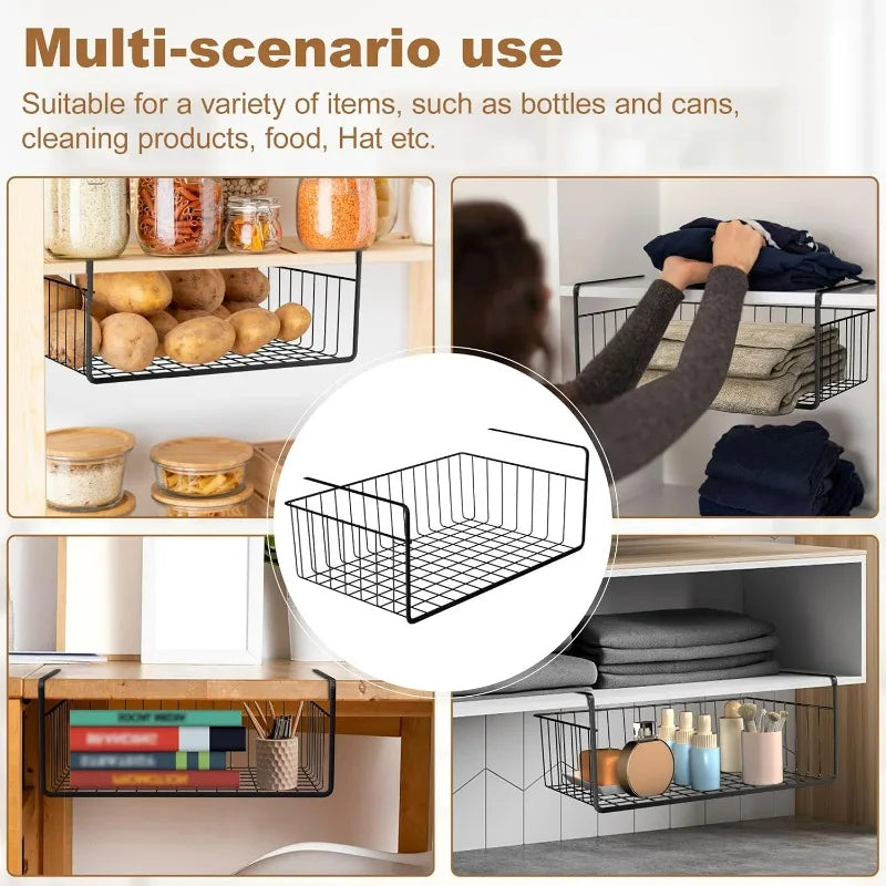 panier suspendu maille métallique argenté noir blanc clips rangement moderne cuisine salon