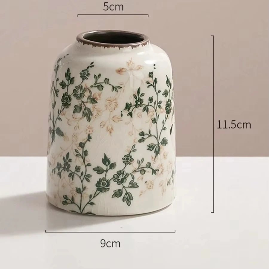 vase céramique classique blanc vert fleurs feuilles arrangement floral décoration table cadeau anniversaire valentin