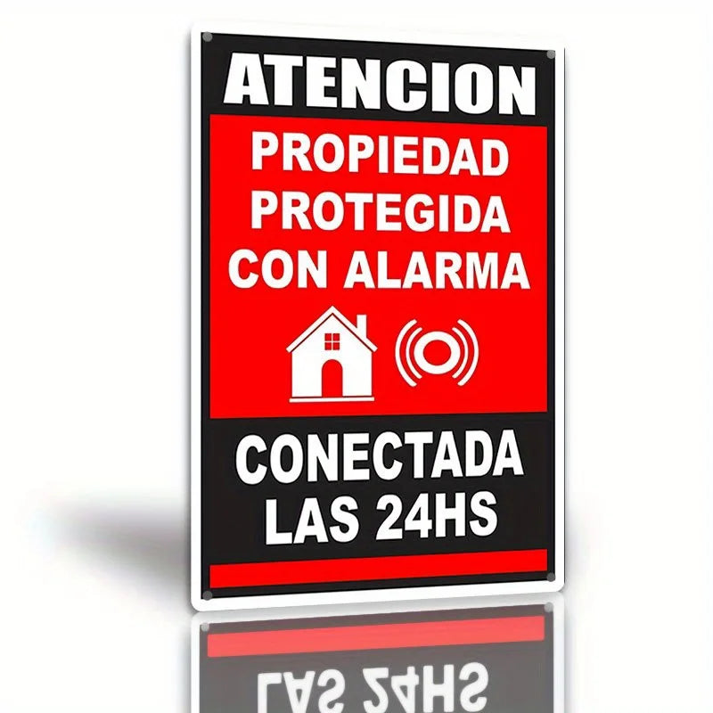 plaque signalisation métal texte espagnol maison alarme 20x30cm classique sécurité decoration murale