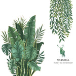sticker mural décoration feuilles plantes tropicales aquarelle naturel moderne 30x90cm