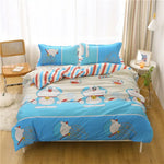 housse couette ensemble literie coton polyester motif fleurs ours moderne 150x200cm blanc