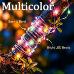guirlande lumineuse solaire flexible 100 led multicolore ip65 imperméableextérieur jardin decoration festive