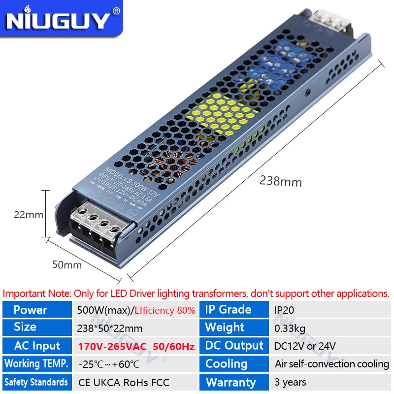 transformateur led 12v 24v 36w 60w 100w 150w 200w 300w 400w 500w câble ac