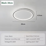 Plafonnier LED moderne blanc rond lisse 50cm 80cm chambre salon