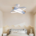 lampe suspendue avion forme moderne enfant blanche brun chaînes led salon chambre
