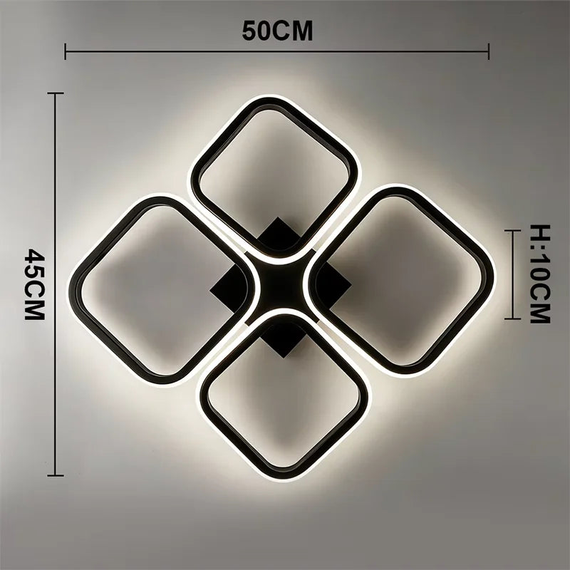 lampe moderne carrée noire géométrique éclairage cuisine salon 45x45cm