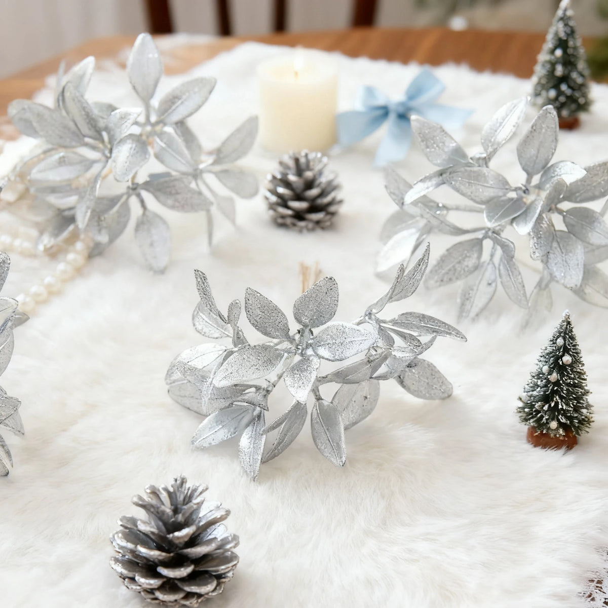guirlande feuilles or argent decoratives exterieur anniversaire decoration noel festive