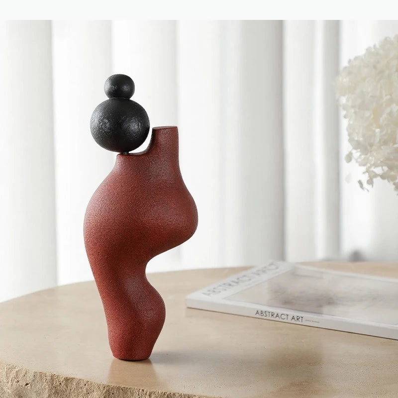 sculpture abstraite moderne rouge noir minimaliste décoration intérieure artistique contemporaine