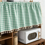 rideau décoratif gingham bleu vert rose rustique salon farmhouse vintage polyester
