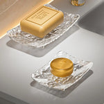 support savon transparent texturé moderne savon blanc savon beige savon jaune rangement salle bains