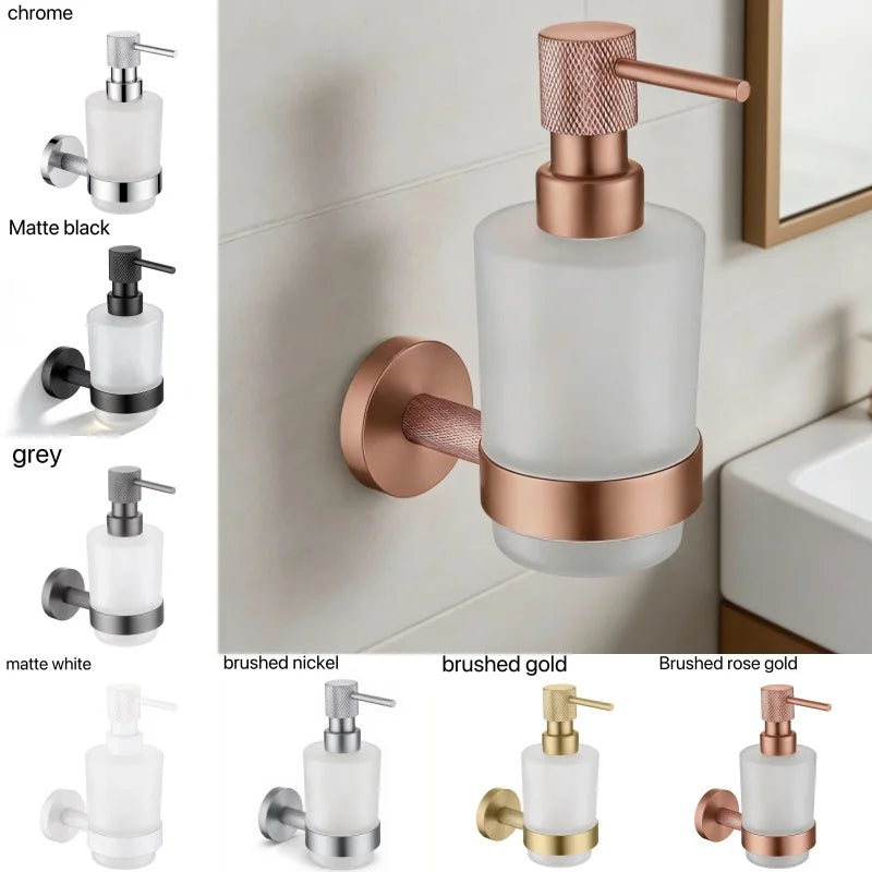 Distributeur savon liquide mural moderne rose gold nickel brossé noir mat blanc matchrome