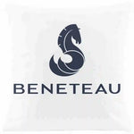 housse coussin carré polyester logo beneteau moderne décoration intérieure siège chaise voiture blanc jaune
