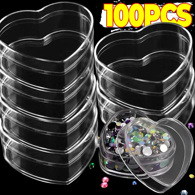 boîtes rangement transparentes coeur couvercle pression conteneurs organisateurs bijoux bonbons mini boîte 100pcs 10pcs