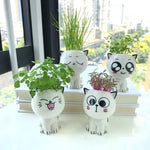 vase céramique glacé cartoon chat sourire plante décoration diy blanc erotique