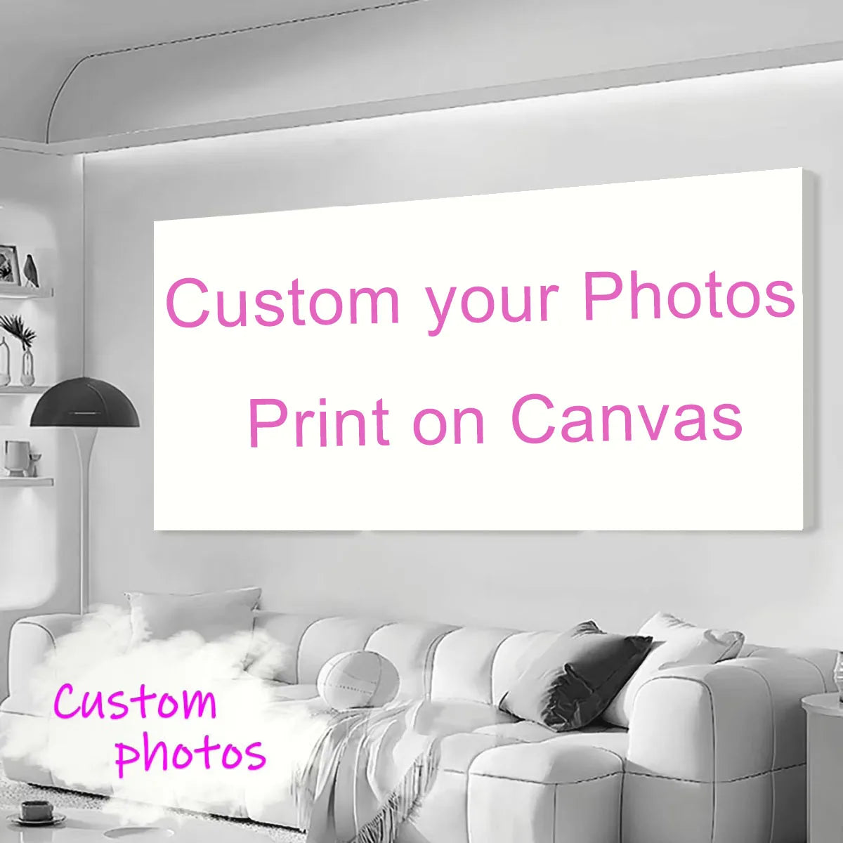 toile imprimée personnalisable moderne cadre bois blanc decoration maison 20x40cm 30x60cm 50x150cm