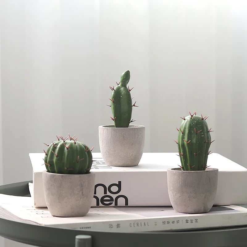 décoration intérieure cactus artificiel vert moderne pot gravier salon 11.1cm