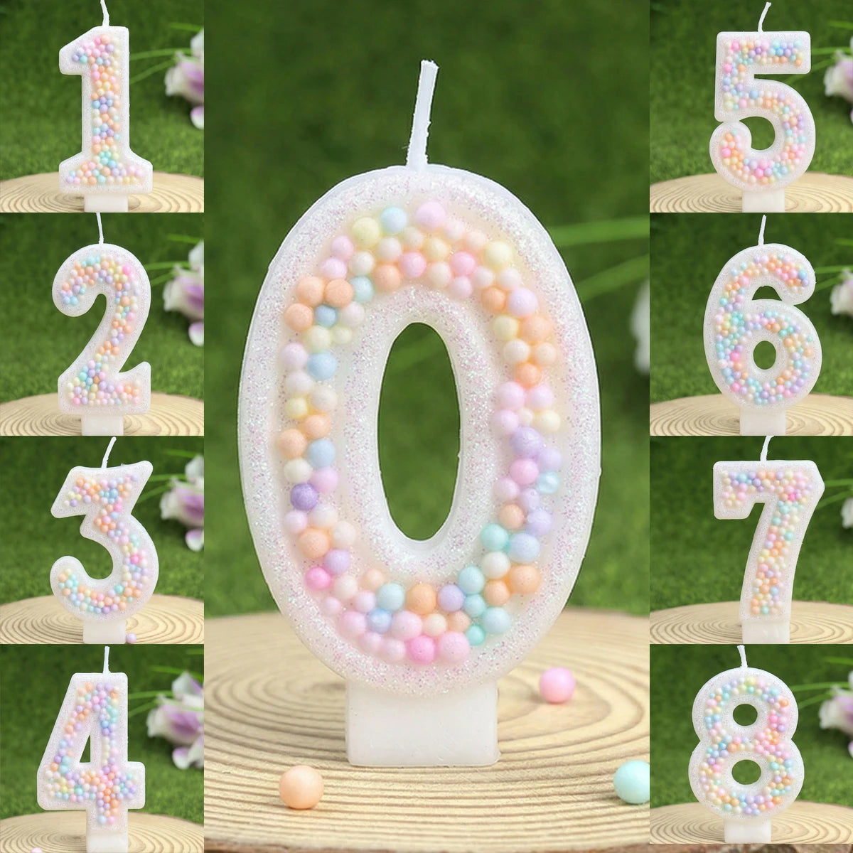bougies numérales colorées blanc pastel anniversaire gâteau décoratives cire paraffine fixations invisibles set couteau