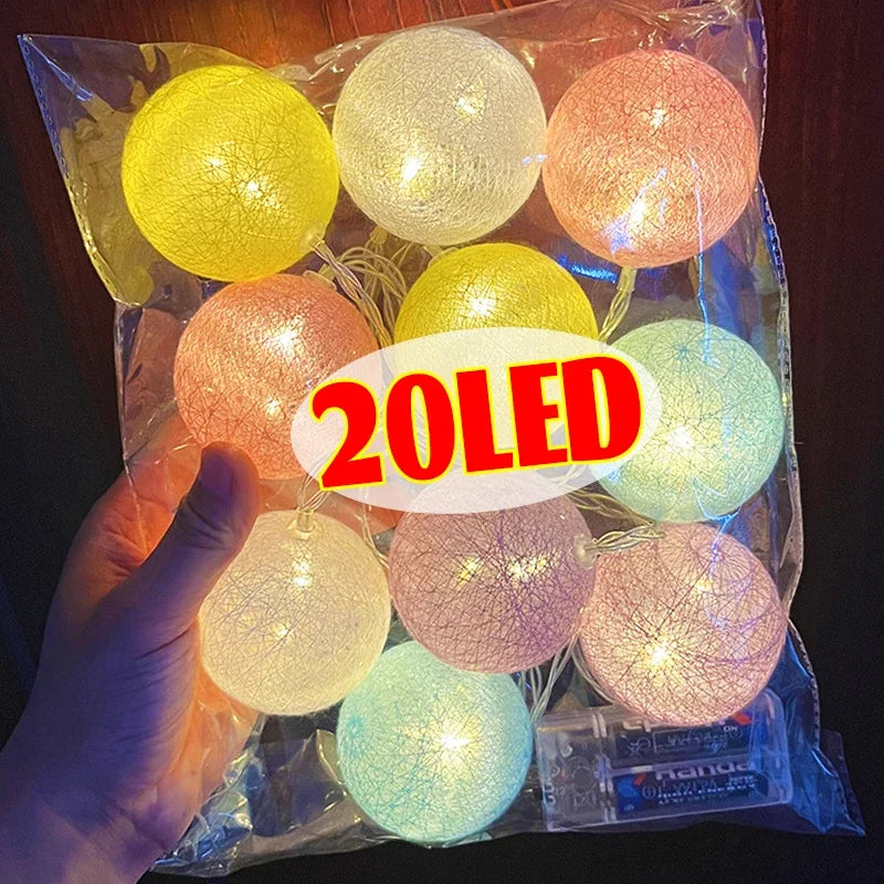 guirlande lumineuse multicolore cotonné moderne 20 led 2mètres auto batterie usb