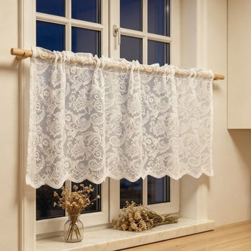 rideau dentelle beige clair classique transparent crochet 70x60cm 100x60cm chambre cuisine bureauhôtel