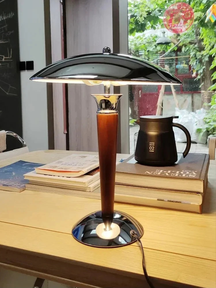 lampe table moderne bois fer marron clair sans ombre alimentation électrique 90 260V