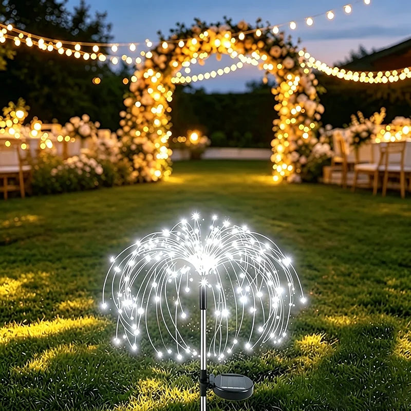 lumières solaires feux d'artifice multicolores modernes extérieures autoinstallation festive led jardin patios cour