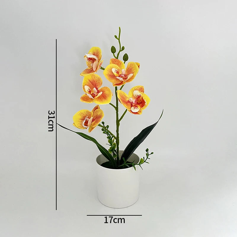 décoration intérieure orchidées artificielles fleurs feuilles synthétiques moderne blanc rose violet jaune