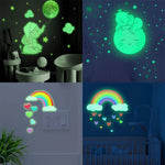 stickers muraux décoratifs enfants nuages lune étoiles arc ciel cœurs phosphorescents opaques animateurs