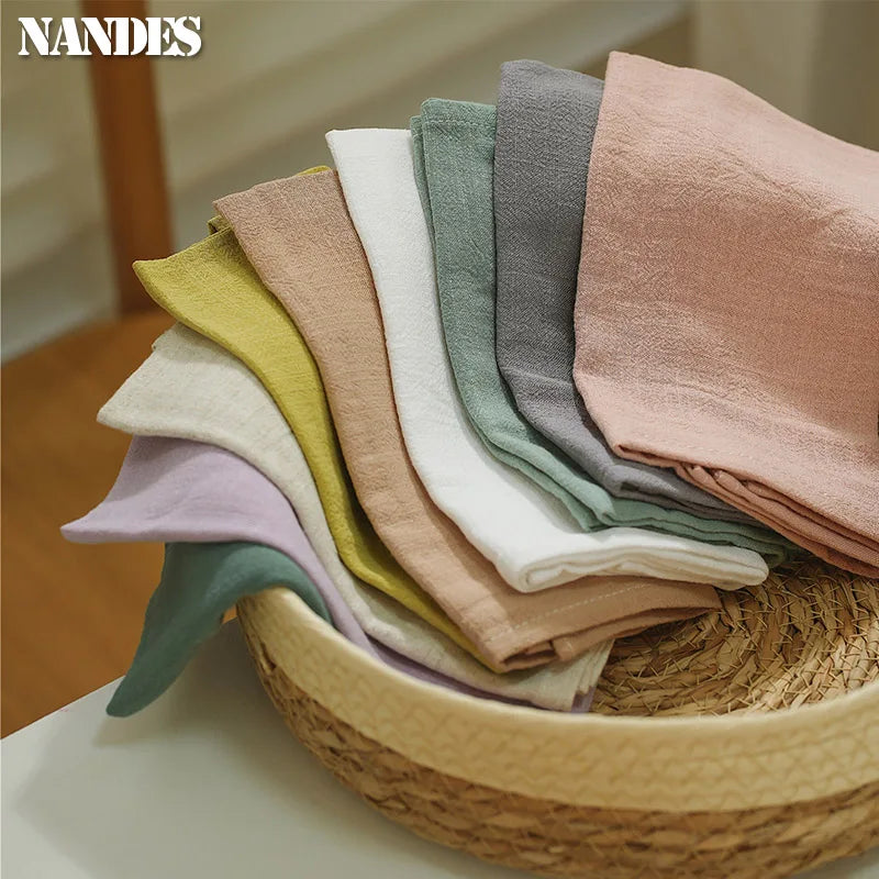 serviettes table coton texture lin moderne vert jaune gris rose beige blanc opaques clips