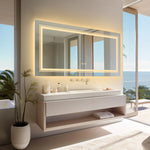 miroir salle bain rectangulaire lumineux led antibuée mural moderne grand sans cadre blanc
