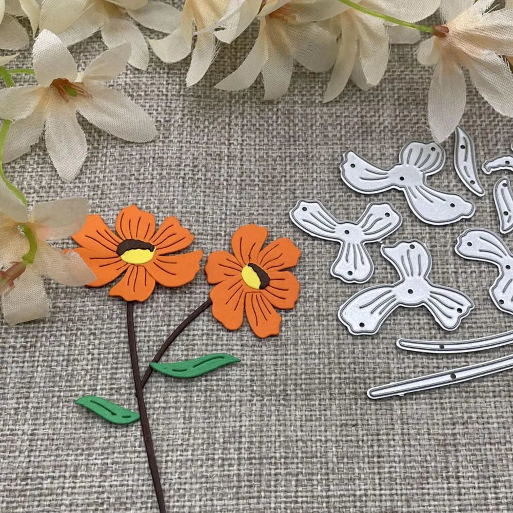 feuilles fleurs artificielles motifs floraux papier cartonné scrapbooking artisanat décor orange verte