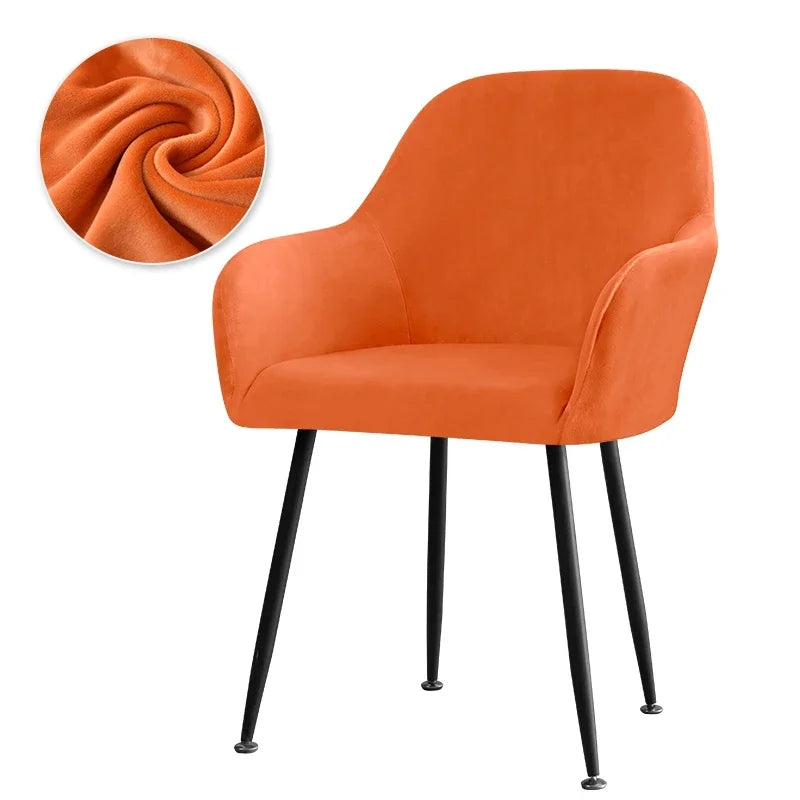 housse chaise velours moderne orange bleu beige vert rouge violette bleu marine polyestèreversible universal