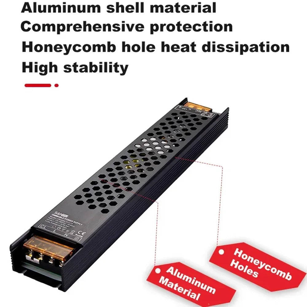 pilote led ajustable triac 10v 60w 100w 150w 200w 250w 300w noir industrielle aluminium