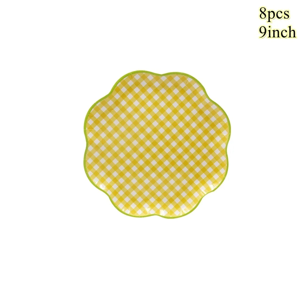 serviettes papier festives carreaux fruits pommes poires anniversaire mariage printemps orange rose