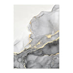 tableau contemporain minimaliste marbre effet liquide gris noir doré sans cadre impression toile chambre