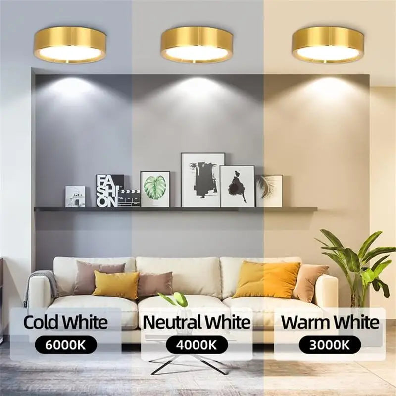 Spot LED Or Moderne Surface Montée Plafonnier 5W 10W 15W 25W Couleurs Changeables