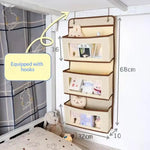 sac rangement mural pliable beige clair marron foncé texture tissée moderne pratique crochets compartiments