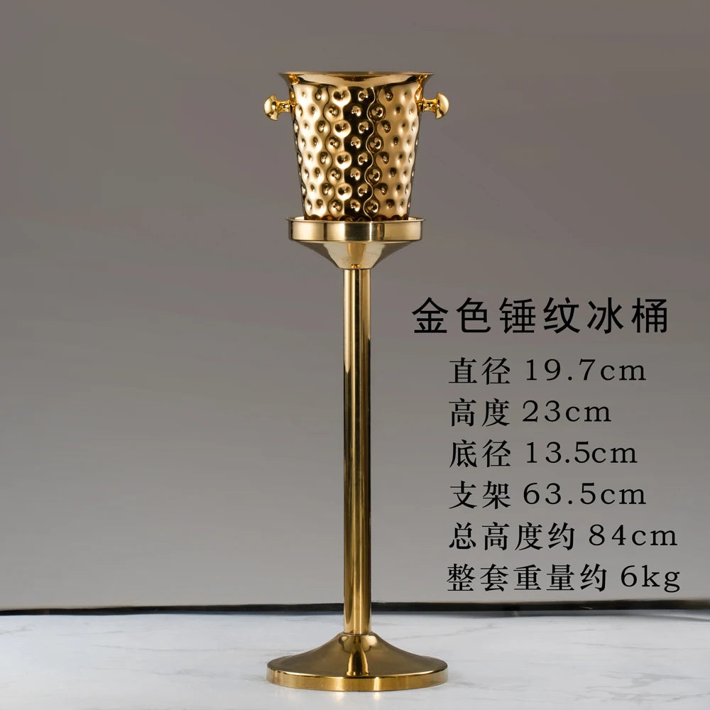 seau glace martelé support trépied métal argent doré vin champagne bar