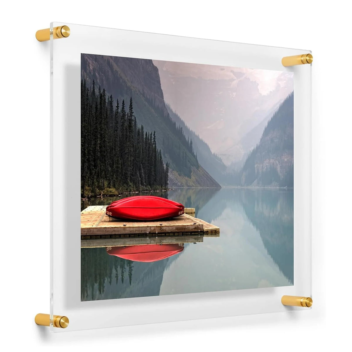 cadre photo mural plexiglas transparent moderne clips magnétiques vis plaque métal