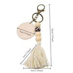 porte clés boho chic rondes frange bois blanc gris beige marronclair