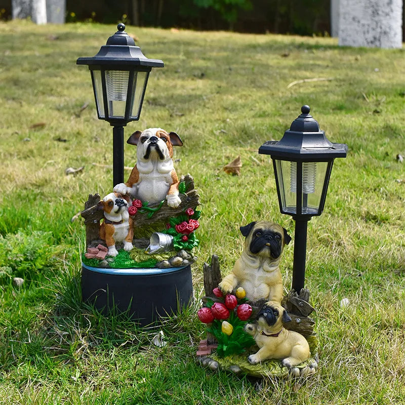 lampe solaire jardin décorative figurines animaux noir blanc jaune verte rouge