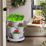 bac fleurs modulable vert foncé moderne bac fleurs plastique lisse empilable roulettes maison jardin