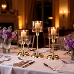 bougeoirs or transparents classiques supports bougies mariage fêtes tables